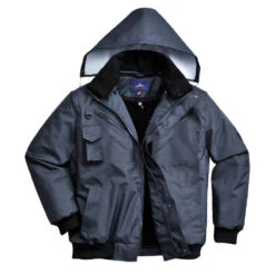 Blouson De Travail Pilote Imperméable Manches Amovibles 3-en-1 Portwest Bomber -Vêtements Travail Série blouson de travail bomber 3 en 1 porwest marine capuche relevee 4