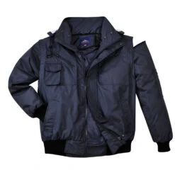 Blouson De Travail Pilote Imperméable Manches Amovibles 3-en-1 Portwest Bomber -Vêtements Travail Série blouson de travail bomber 3 en 1 porwest marine detail2 4