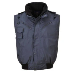 Blouson De Travail Pilote Imperméable Manches Amovibles 3-en-1 Portwest Bomber -Vêtements Travail Série blouson de travail bomber 3 en 1 porwest marine sans manche 5