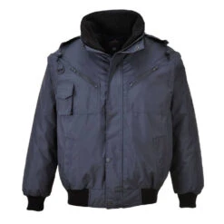 Blouson De Travail Pilote Imperméable Manches Amovibles 3-en-1 Portwest Bomber -Vêtements Travail Série blouson de travail bomber 3 en 1 porwest marine 4