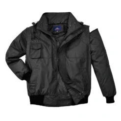Blouson De Travail Pilote Imperméable Manches Amovibles 3-en-1 Portwest Bomber -Vêtements Travail Série blouson de travail bomber 3 en 1 porwest noir detail2 3