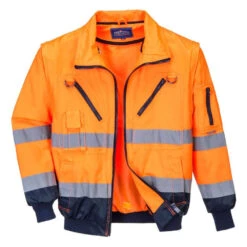 Blouson Pilote Portwest 3 En 1 Haute Visibilité -Vêtements Travail Série blouson pilote portwest 3 en 1 haute visibilite orange marine 3