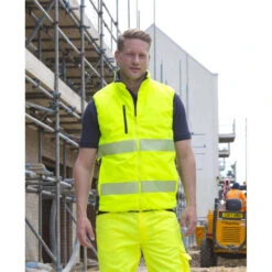 Bodywarmer Haute Visibilité Result Reversible -Vêtements Travail Série bodywarmer de securite reversible homme result jaune marine porte