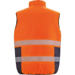 Bodywarmer Haute Visibilité Result Reversible -Vêtements Travail Série bodywarmer de securite reversible homme result orange marine dos
