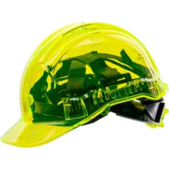 Portwest Casque De Chantier Translucide Porwtest Peak View Plus Non Ventilé à Crémaillère -Vêtements Travail Série casque peak view plus a cremaillere portwest jaune