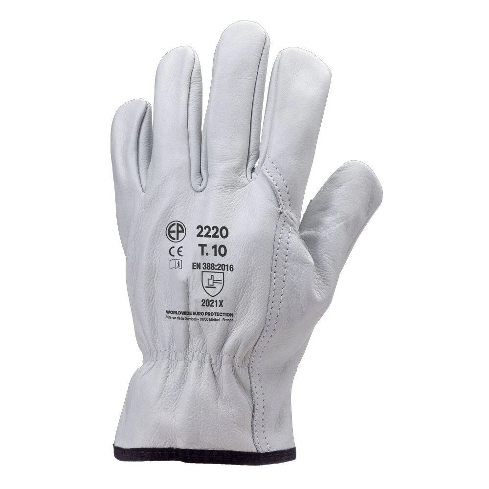 Gants De Travail En Cuir De Vachette Eurotechnique 2220 (lot De 10 Paires De Gants) 3 Gants De Travail En Cuir De Vachette Eurotechnique 2220 (lot De 10 Paires De Gants)