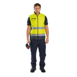 Gilet Bodywarmer Haute Visibilité Portwest Bicolore -Vêtements Travail Série gilet bodywarmer haute visibilite portwest jaune bleu marine porte