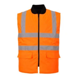 Gilet Haute Visibilité Portwest Réversible Matelassé -Vêtements Travail Série gilet haute visibilite reversible portwest orange 1