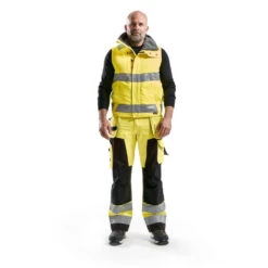 Gilet Sans Manches Blaklader Haute Visibilité Hydrofuge -Vêtements Travail Série gilet sans manches haute visibilite hydrofuge blaklader jaune porte
