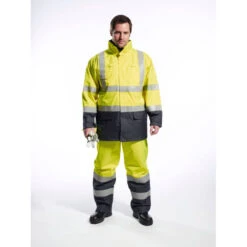 Pantalon à Bavette Multi-risques Portwest Bizflame Bicolore -Vêtements Travail Série pantalon a bavette multi risques portwest bizflame jaune marine porte