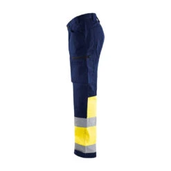 Pantalon Artisan Haute Visibilité Blaklader +STRETCH -Vêtements Travail Série pantalon artisan haute visibilite blaklader stretch marine jaune cote 2