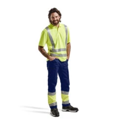 Pantalon Artisan Haute Visibilité Blaklader +STRETCH -Vêtements Travail Série pantalon artisan haute visibilite blaklader stretch marine jaune porte