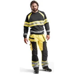 Pantalon De Travail Haute Visibilité Blaklader Artisan Classe 2 Avec Poches Flottantes -Vêtements Travail Série pantalon de travail haute visibilite blaklader artisan classe 2 jaune fluo noir port 1 1
