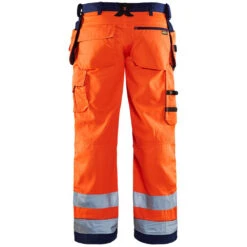 Pantalon De Travail Haute Visibilité Blaklader Artisan Classe 2 Avec Poches Flottantes -Vêtements Travail Série pantalon de travail haute visibilite blaklader artisan classe 2 orange fluo marine dos 1 1
