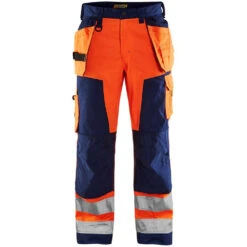 Pantalon De Travail Haute Visibilité Blaklader Artisan Classe 2 Avec Poches Flottantes -Vêtements Travail Série pantalon de travail haute visibilite blaklader artisan classe 2 orange fluo marine 1 1