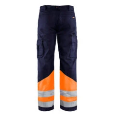 Pantalon Haute Visibilité Multipoche Blaklader Classe 1 -Vêtements Travail Série pantalon haute visibilite poches jambes spacieuses blaklader marine orange dos