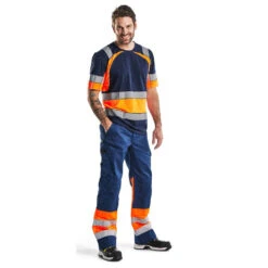 Pantalon Haute Visibilité Multipoche Blaklader Classe 1 -Vêtements Travail Série pantalon haute visibilite poches jambes spacieuses blaklader marine orange porte