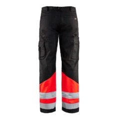 Pantalon Haute Visibilité Multipoche Blaklader Classe 1 -Vêtements Travail Série pantalon haute visibilite poches jambes spacieuses blaklader noir rouge dos