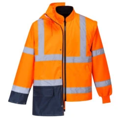 Parka 5 En 1 Imperméable Haute Visibilité Portwest ESSENTIEL -Vêtements Travail Série parka 5 en 1 impermeable haute visibilite portwest essentiel orange marine 2