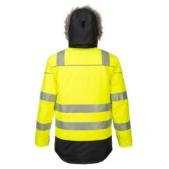 Parka De Travail Hiver Haute-visibilité Matelassée Imperméable Avec Capuche Amovible PW3 Portwest -Vêtements Travail Série parka d hiver haute visibilite impermeable pw3 portwest jaune dos