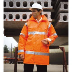 Parka De Travail 3/4 Sécurité Haute Visibilité Result -Vêtements Travail Série parka de travail 3 4 securite haute visibilite result orange mannequin