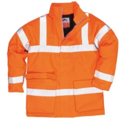 Parka Ignifugé Haute Visibilité Antistatique Portwest Bizflame Rain -Vêtements Travail Série parka haute visibilite antistatique portwest bizflame rain orange