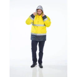 Parka Haute Visibilité Portwest 4en1 Bicolore Contrastée Trafic -Vêtements Travail Série parka haute visibilite bicolore contrastee portwesttrafic jaune porte 1