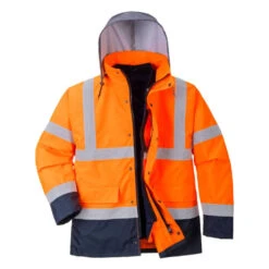 Parka Haute Visibilité Portwest 4en1 Bicolore Contrastée Trafic -Vêtements Travail Série parka haute visibilite bicolore contrastee portwesttrafic orange detail 4 1