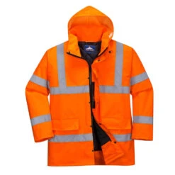 Parka Haute Visibilité Matelassée Portwest Traffic -Vêtements Travail Série parka haute visibilite portwest traffic orange detail