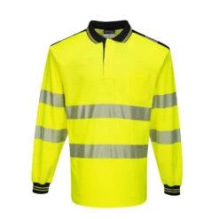 Polo De Travail Manches Longues Haute Visibilité Portwest PW3 -Vêtements Travail Série polo de travail manches longues haute visibilite portwest pw3 jaune noir