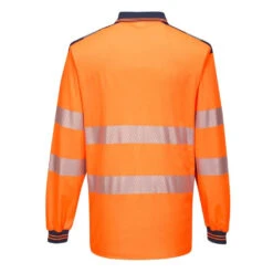 Polo De Travail Manches Longues Haute Visibilité Portwest PW3 -Vêtements Travail Série polo de travail manches longues haute visibilite portwest pw3 orange marine dos