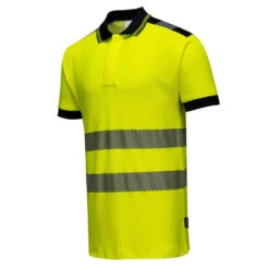 Polo Haute Visibilité Portwest VISION -Vêtements Travail Série polo haute visibilite portwest vision jaune noir cote