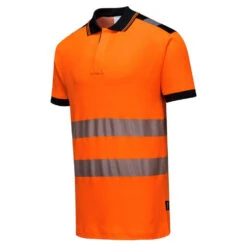 Polo Haute Visibilité Portwest VISION -Vêtements Travail Série polo haute visibilite portwest vision orange noir cote