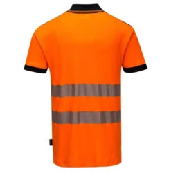 Polo Haute Visibilité Portwest VISION -Vêtements Travail Série polo haute visibilite portwest vision orange noir dos