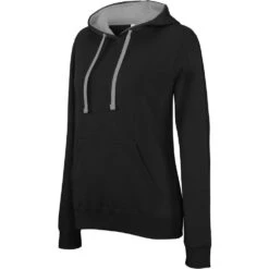 Sweat-shirt à Capuche Contrastée FEMME KARIBAN -Vêtements Travail Série ps k465 fs black finegrey