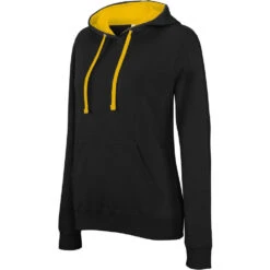 Sweat-shirt à Capuche Contrastée FEMME KARIBAN -Vêtements Travail Série ps k465 fs black yellow