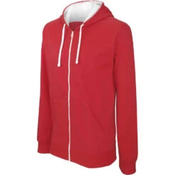 Sweat-shirt Zippé Capuche Contrastée Kariban Homme -Vêtements Travail Série ps k466 fs red white 1