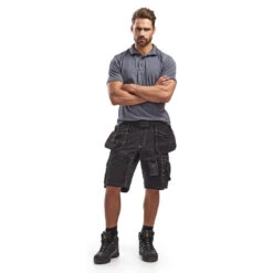 Short De Travail X1500 Blaklader 100% Coton Canvas 270g/m² -Vêtements Travail Série short de travail x1500 blaklader 100 coton canvas 270 g m noir porte