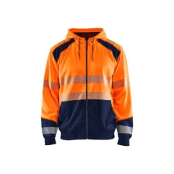 Sweat Shirt à Capuche Haute Visibilité Blaklader Zippé Classe 2 -Vêtements Travail Série sweat a capuche haute visibilite homme blaklader orange marine avant 1
