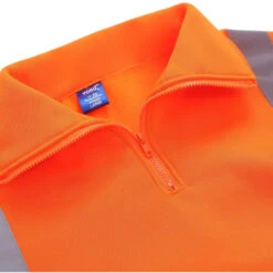 Sweat-shirt De Travail Col Zippé Haute Visibilité Yoko -Vêtements Travail Série sweat shirt de travail 1 4 zip haute visibilite yoko orange detail