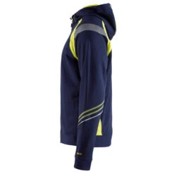 Sweat Shirt à Capuche Haute Visibilité Blaklader Zippé -Vêtements Travail Série sweat zippe a capuche haute visibilite homme blaklader marine jaune cote2