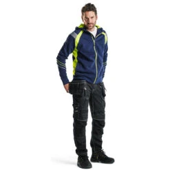 Sweat Shirt à Capuche Haute Visibilité Blaklader Zippé -Vêtements Travail Série sweat zippe a capuche haute visibilite homme blaklader marine jaune porte