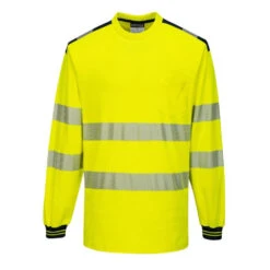 T-Shirt De Travail Manches Longues Haute Visibilité Bicolore Portwest PW3 -Vêtements Travail Série t shirt de travail manches longues haute visibilite portwest pw3 jaune noir