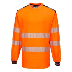 T-Shirt De Travail Manches Longues Haute Visibilité Bicolore Portwest PW3 -Vêtements Travail Série t shirt de travail manches longues haute visibilite portwest pw3 orange marine