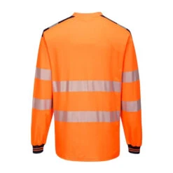 T-Shirt De Travail Manches Longues Haute Visibilité Bicolore Portwest PW3 -Vêtements Travail Série t shirt de travail manches longues haute visibilite portwest pw3 orange noir dos 1
