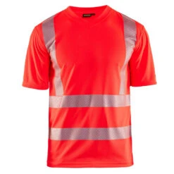 T-shirt Haute Visibilité Blaklader Col V 100% Polyester Anti-odeur -Vêtements Travail Série t shirt haute visibilite blaklader rouge