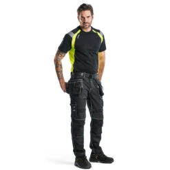 T-Shirt Haute Visibilité Blaklader Bicolore 100% Coton -Vêtements Travail Série t shirt haute visibilite homme blaklader noir jaune porte 1