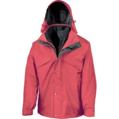 Veste 3 En 1 Imperméable Doublée En Polaire Zip&clip Result -Vêtements Travail Série veste 3 en 1 impermeable doublee en polaire zip clip result rouge