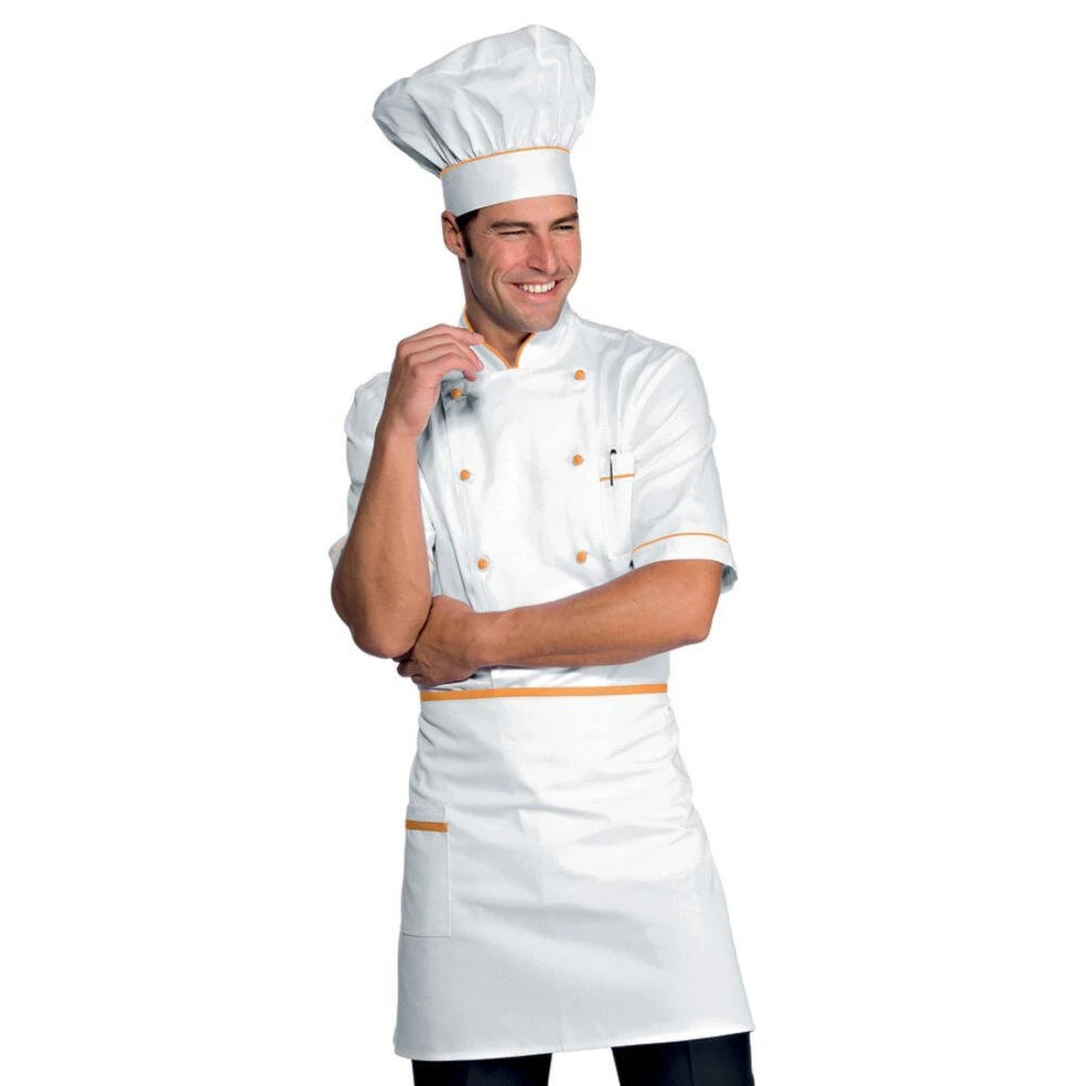 Veste De Cuisine Blanche Liseré Orange Isacco Alicante Manches Courtes 3 Veste De Cuisine Blanche Liseré Orange Isacco Alicante Manches Courtes