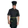 Veste De Cuisine Manches Courtes Noir Motifs Verts Isacco Cuoco Extra Light -Vêtements Travail Série veste de cuisine manches courtes noir verte isacco cuoco noir vert